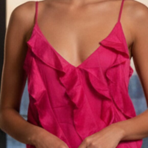 $198 By Anthropologie Bias-Cut Ruffled Midi Dress pink S - Picture 4 of 10